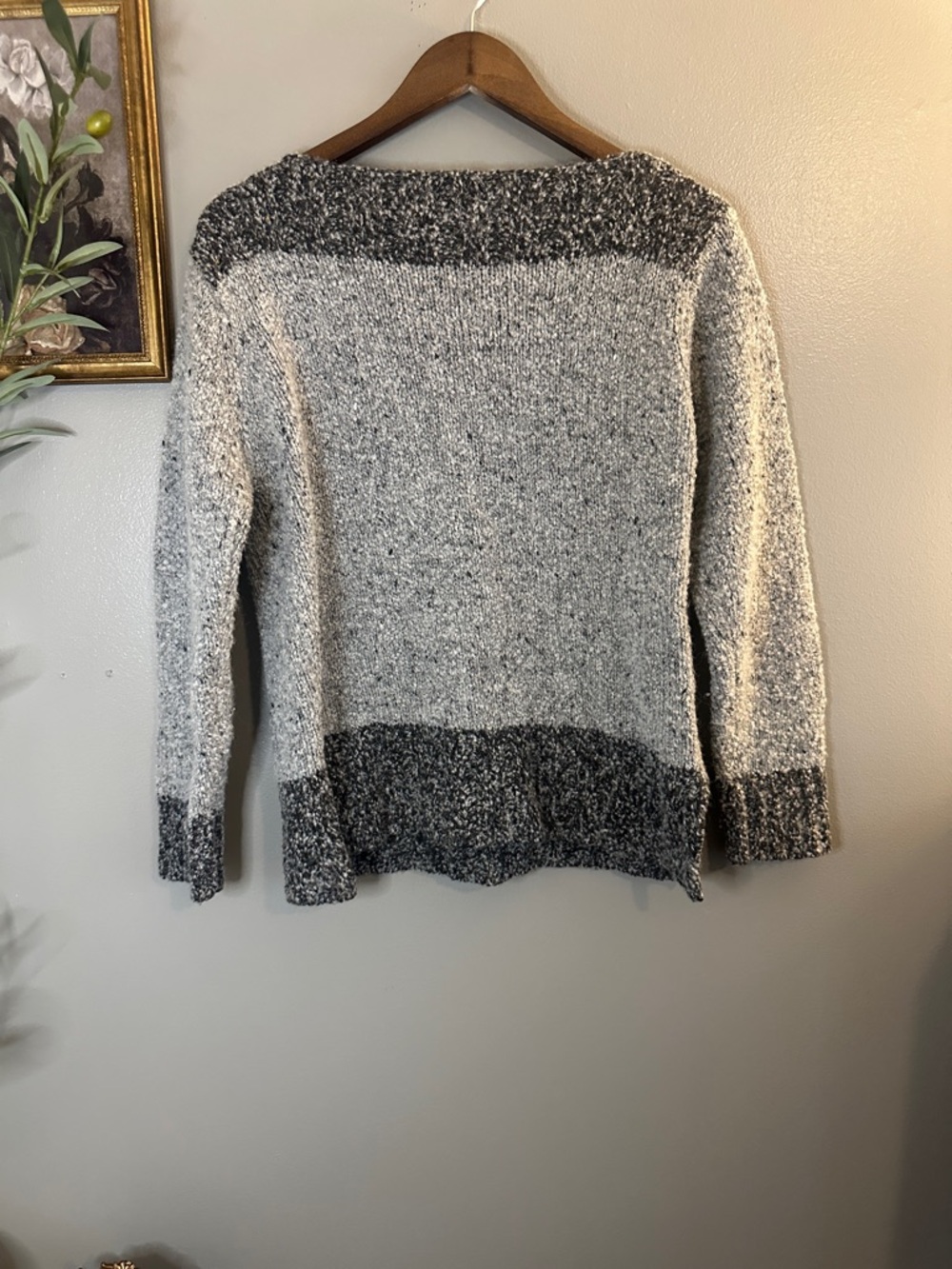 Kamali Gray Bouclé Wool Blend Boat Neck Colorblock Cozy Knit Sweater Medium - Picture 6 of 7